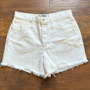 Free People x We the Free - Makai White Distressed High Rise Cutoff Denim Shorts